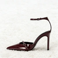 Sexy Ankle Strap Thin High Heels Women Summer Patent Leather Luxury Banquet Wedding Shoe Elegant Pointed Toe High Heeled Sandals - Image 5