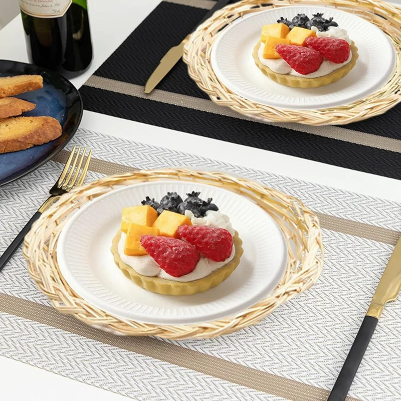 8 Pack Bamboo Paper Plate Holders 10 Inches Reusable for Dinner Plates