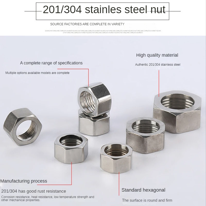 

1 PCs 304 and 201 Stainless Steel Bellows Nuts DN15 DN20 DN25 Various Specifications Stainless Steel Electroplated Nuts