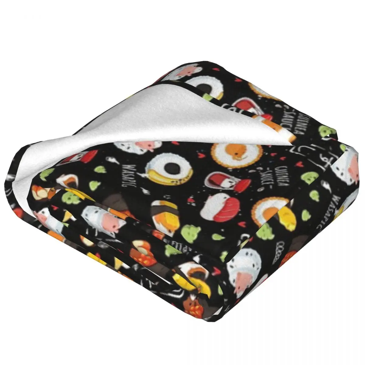 Japanese Guinea Pig Sushi - Black Background Blanket Fleece Super Soft Throw Blankets Sofa Throw Blanket Throws Bedspread Quilt 4