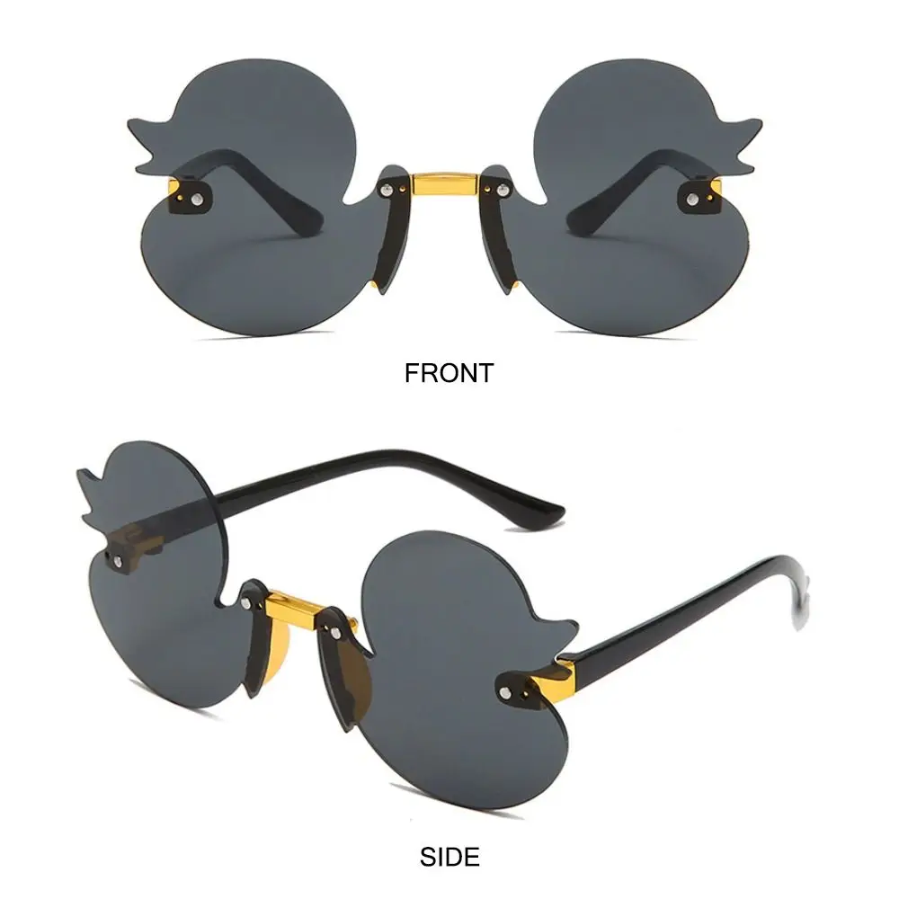 Niedliche Cartoon-Kinder-Sonnenbrille mit UV400-Schutz, bunte randlose Sonnenbrille in Entenform für – Detail 4