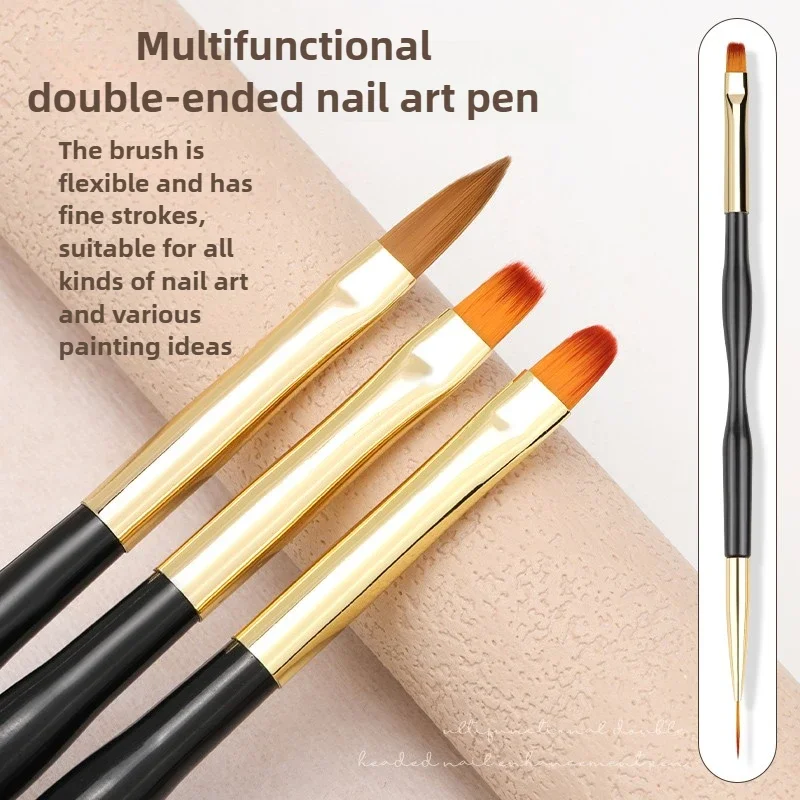 French Stripe Nail Art Liner Brush Set UV Gel Tips Ultra-thin Line Drawing Pen Dual End  Painting Brushes Manicure Tools 4