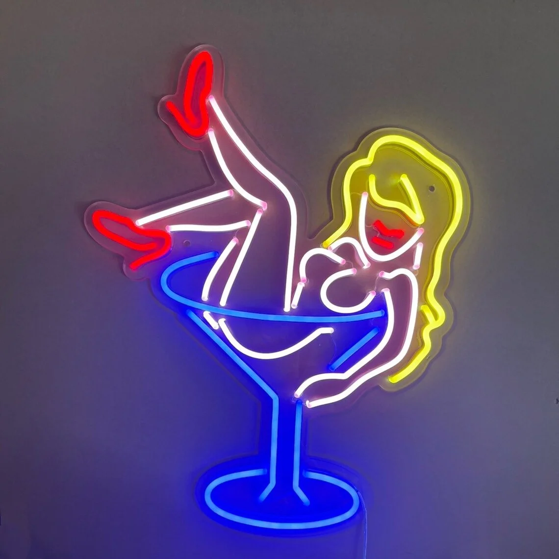 

Lady Wineglass Neon Sign Cocktails Led Neon Light Signs for Bar Wall Art Decor Light Neon Signs for Man Cave Beer Pub Resturant