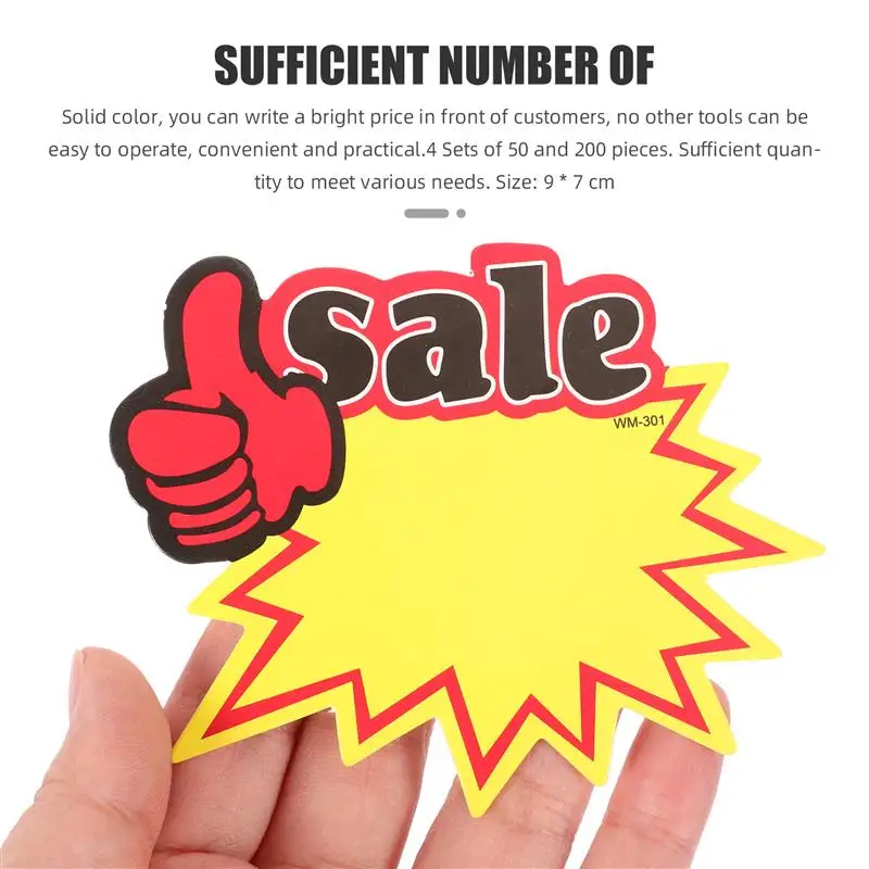 200Pcs Supermarket Promotion Advertising Price Labels Signs Retail Price Signs Paper Price Tags Sales-promotion Cards