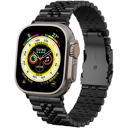 Polished Stainless Steel Bracelet - 44mm 45mm 46mm 49mm (Black)