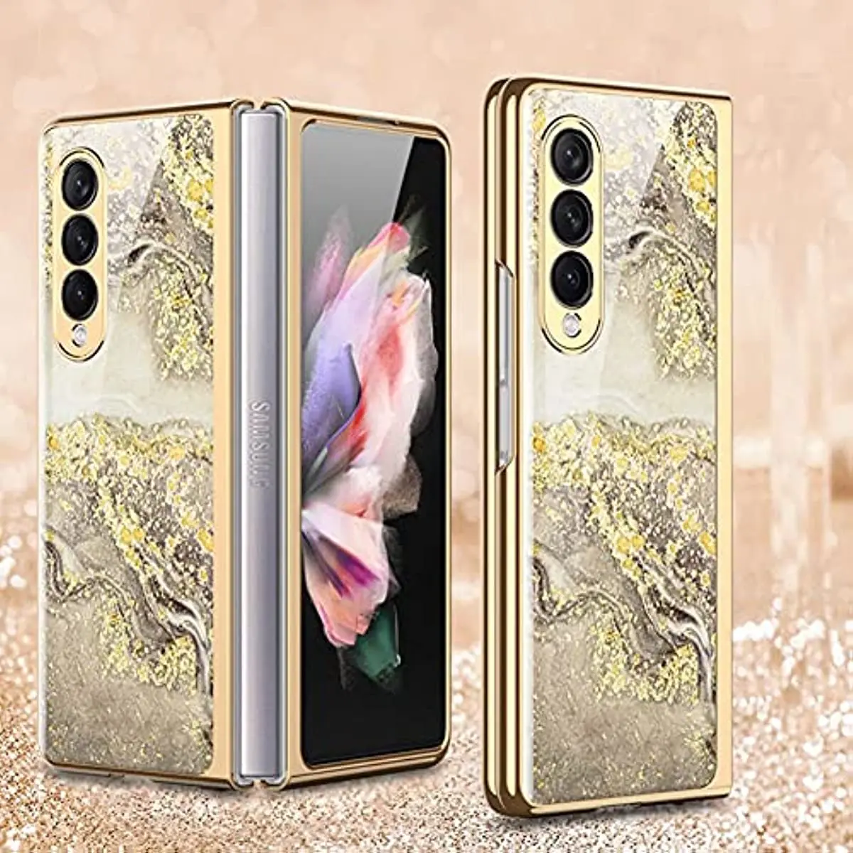 

For Samsung Z Fold 4 Case, Z Fold 4 Case Ultra-Thin Tempered Glass Phone Case Protective Cover