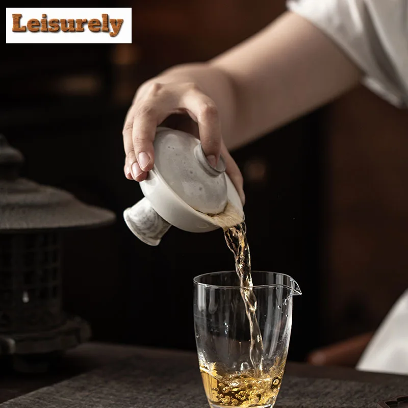 60ml Ink Painting High Foot Gaiwan Handmade Tea Tureen Tea Bowl With Lid Kit Tea Maker Cover Bowl Tea Set Gift With 60ml Teacup