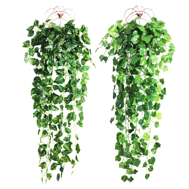 1pcs Artificial Fake Hanging Vine Plant Leaves Garland Home Garden Wall  Decoration Green 