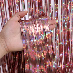 Rainbow Foil Fringe Curtain for Celebrations and Events Decor (RGB rose gold)