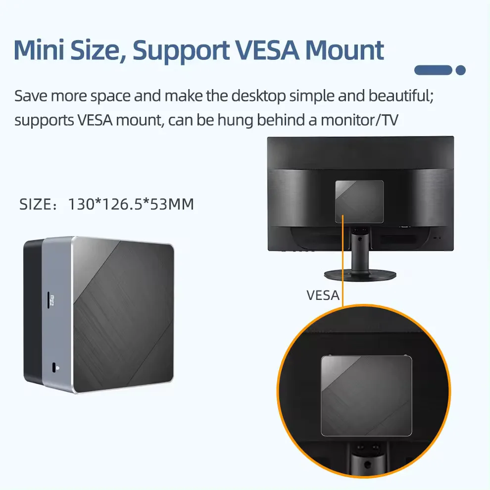 Mini PC Computer Gaming Intel Core i3 115G4  i5 1340P 1335U CPU NUC Office DDR4 NVMe Gaming Mini Computer HDMI VGA Four Display 6