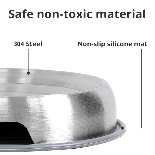 304 Stainless Steel Cat Dog Pet Bowl Non Slip Durable Anti Overthrow Shallow Mouth Design Not Black Chin Grain Basin 2
