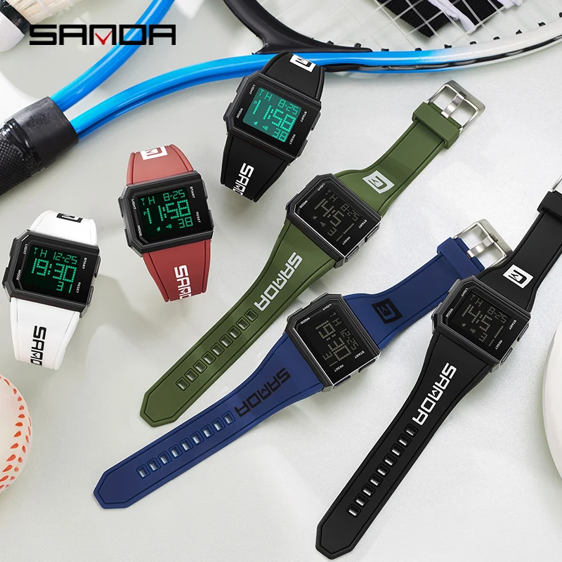 SANDA Brand Men's Digital Watch Chronograph Sport Electronic Bracelet 50M Waterproof Men Wristwatch Alarm Clock Mens Watches 4