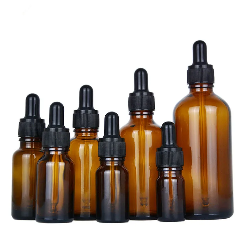 

6Pcs 5ML-100ML Empty Amber Glass Dropper Bottles with Glass Eye Dropper Pipette for Essential Oils Aromatherapy Lab Chemicals