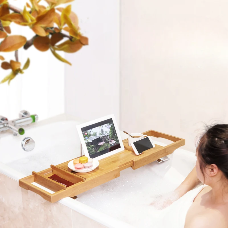 

High-End Environmental Protection Bamboo Retractable Bathtub Rack