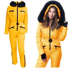 

Women Jackets One Piece Ski Suit Winter Hooded Parka Jumpsuit Snow Bodysuit Sashes Jumpsuits Zipper Overalls Tracksuits Outdoor