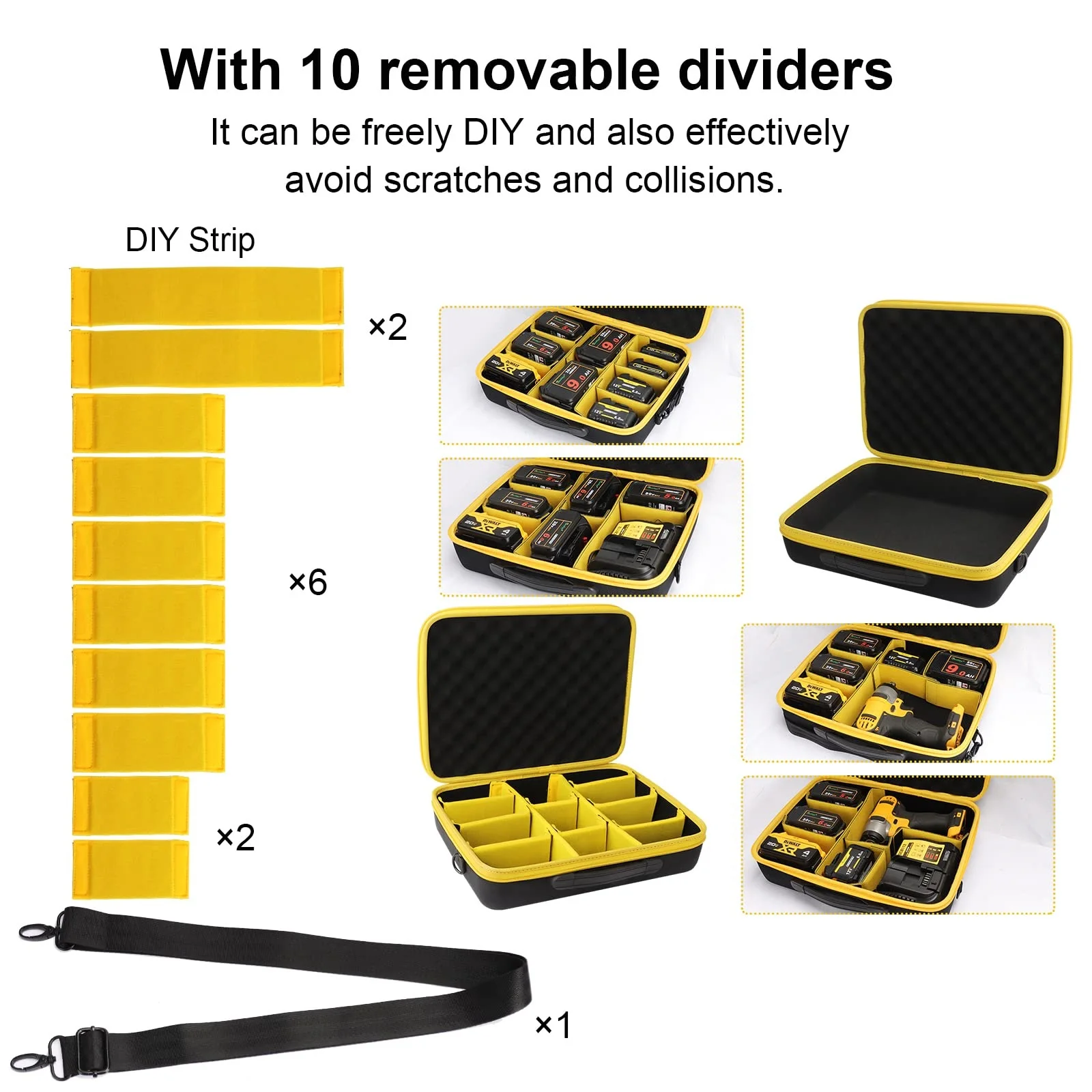 Portable Power Tool Battery Storage Case Waterproof accessories box For DEWALT ect batteries store carry Can partition Waitley
