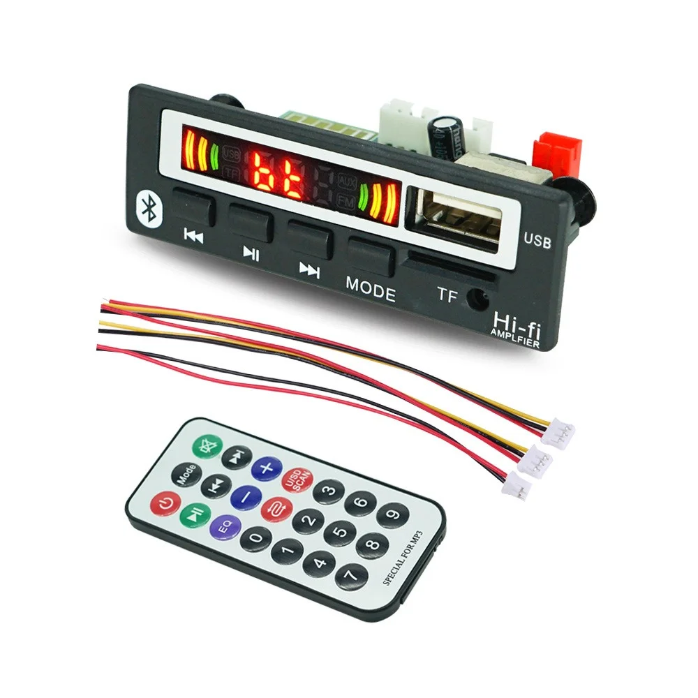 Audio power amplifier board Wireless Bluetooth 5V 12V MP3 WMA Decoder Board Audio Module Support USB TF FM Radio Module For Car Accessories