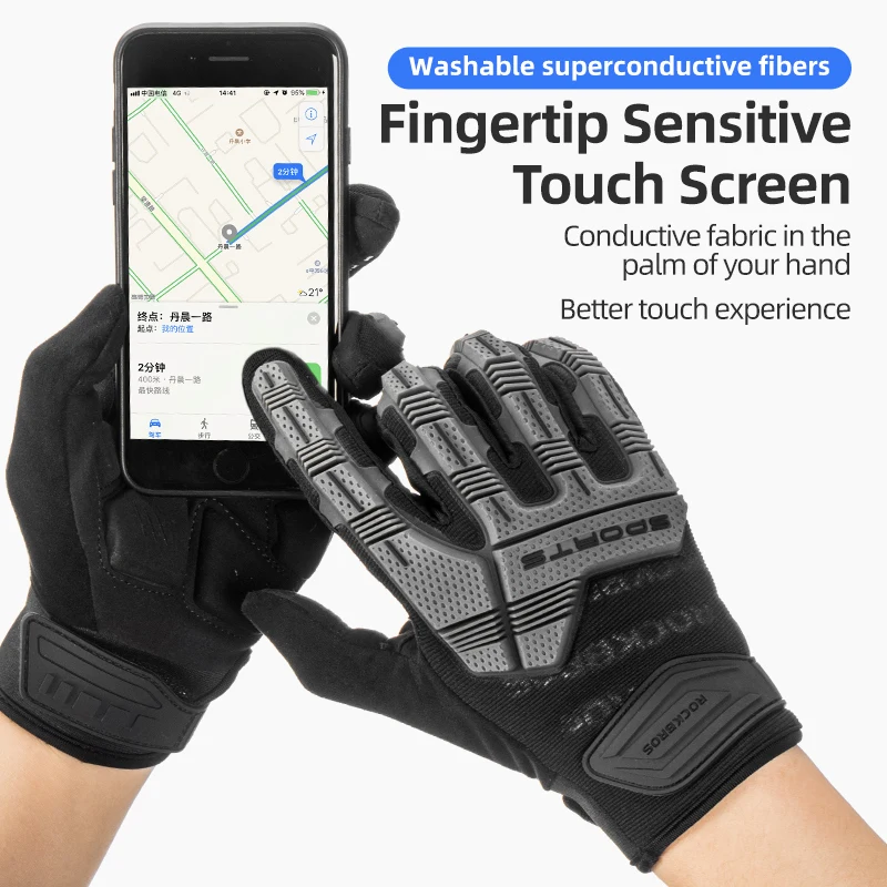 ROCKBROS Guanti Da Bici Uomo E Donna – Touchscreen, Ammortizzati E Antiscivolo, Perfetti Per MTB E Passeggiate