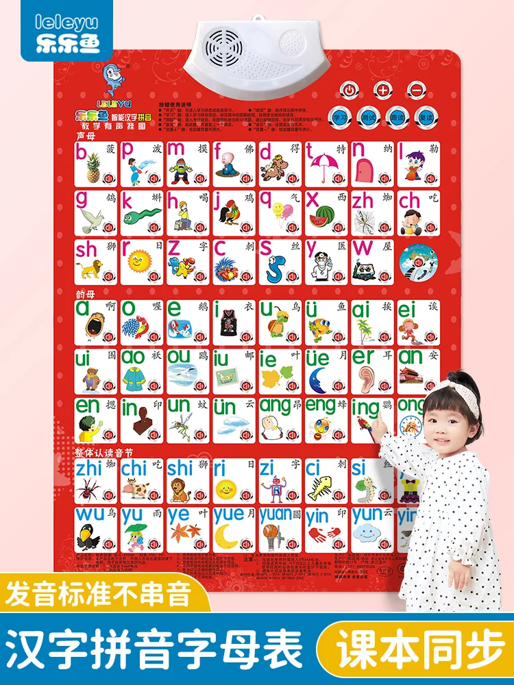 

Pinyin alphabet wall sticker children's early education audio wall chart learning artifact point reader vowel vowel phonics trai