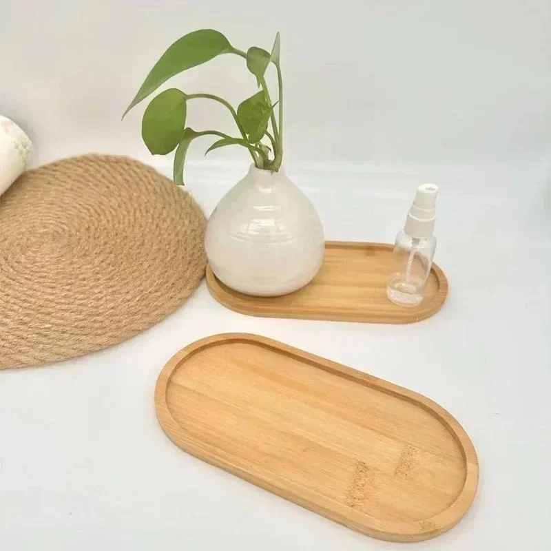 Bamboo Storage Tray for Tea Cup Mat Jewelry Succulent DIY Coaster