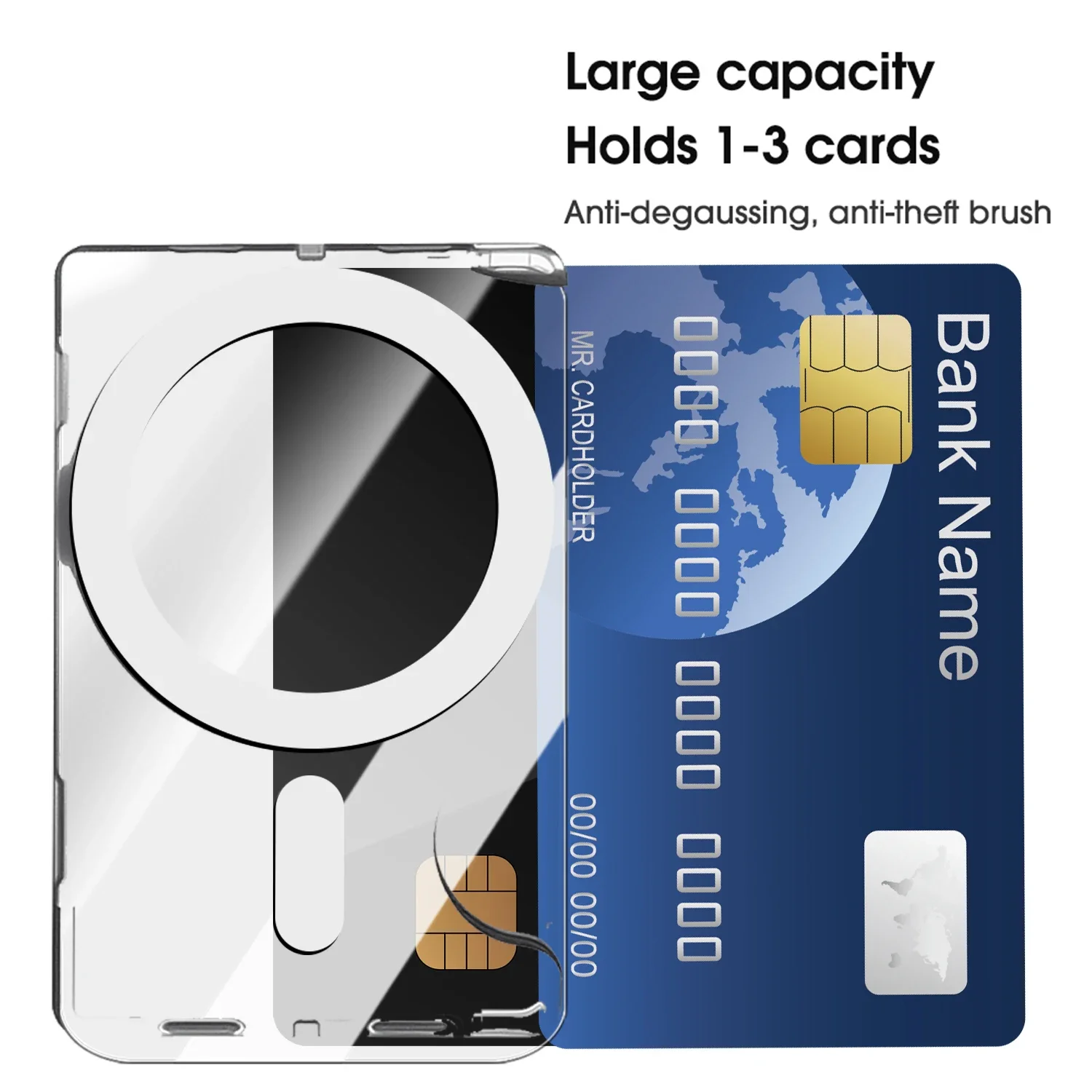 Magnetic Clear Wallet Plastic Holder For Magsafe Strong Case Portable Back Card Slots Cover for iPhone 16 15 Pro Max Samsung Mi