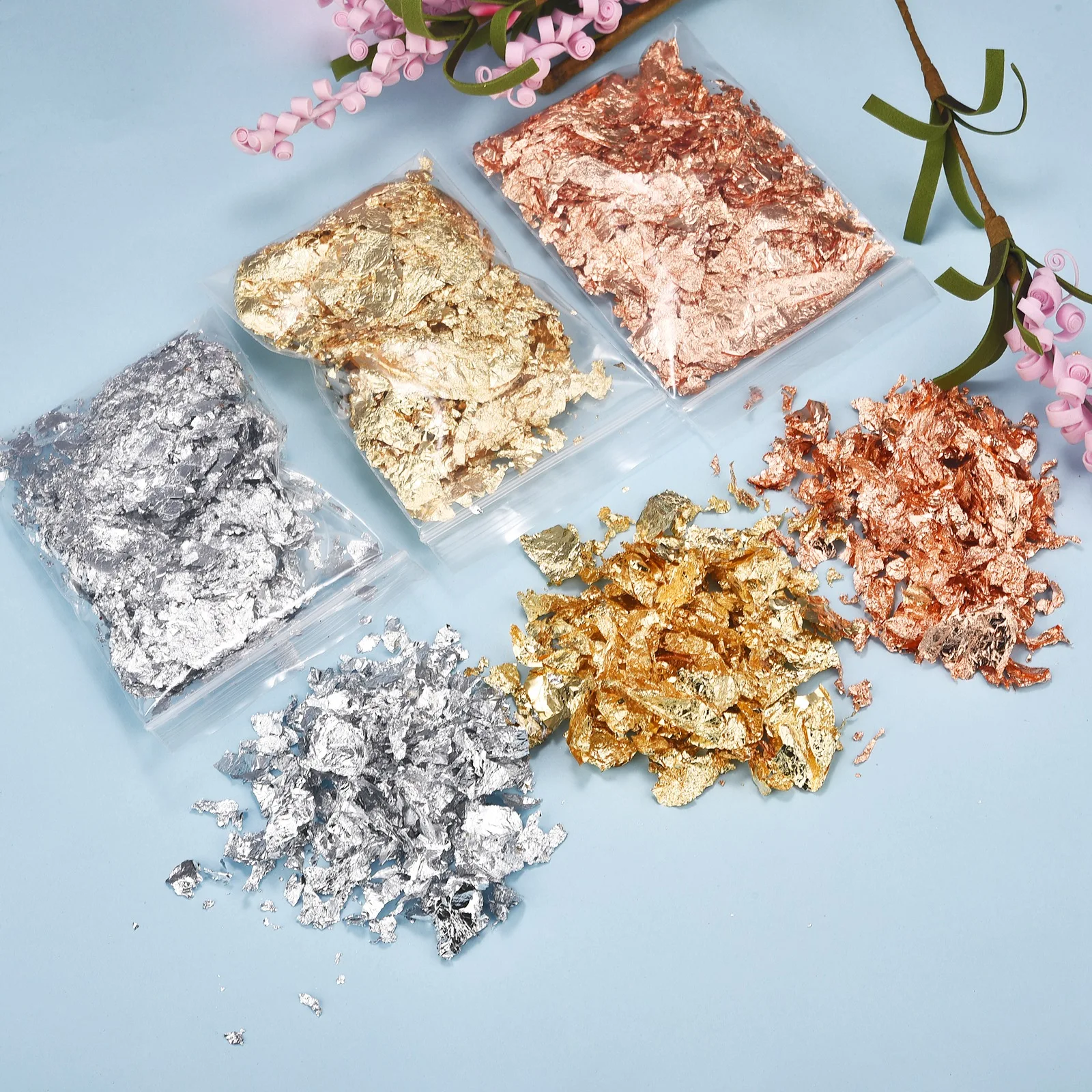 Candle Making Kit Candle Making Supplies Imitation Gold Silver Copper Foil Sequins Glitter Foil Paper Nail Art Candle Making Epoxy Resin Filling Decoration