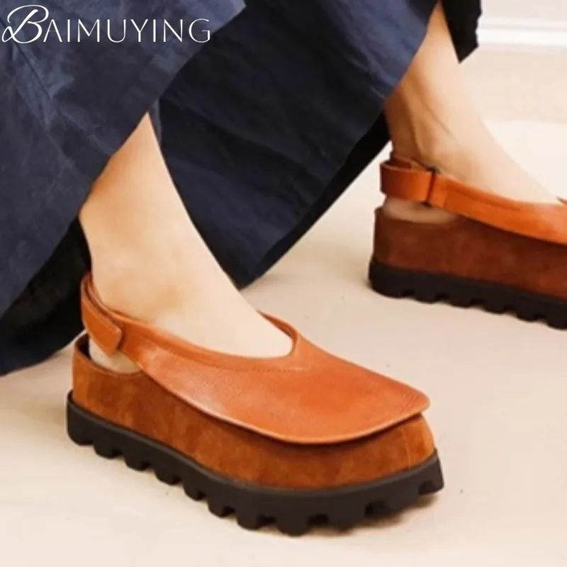Flats Platform Sandals Shoes Woman Casual Loafers Soft Leather Shallow Brand Retro Women's Sneakers Summer Slingback Sandalias women sandals,women flats,comfortable sandals