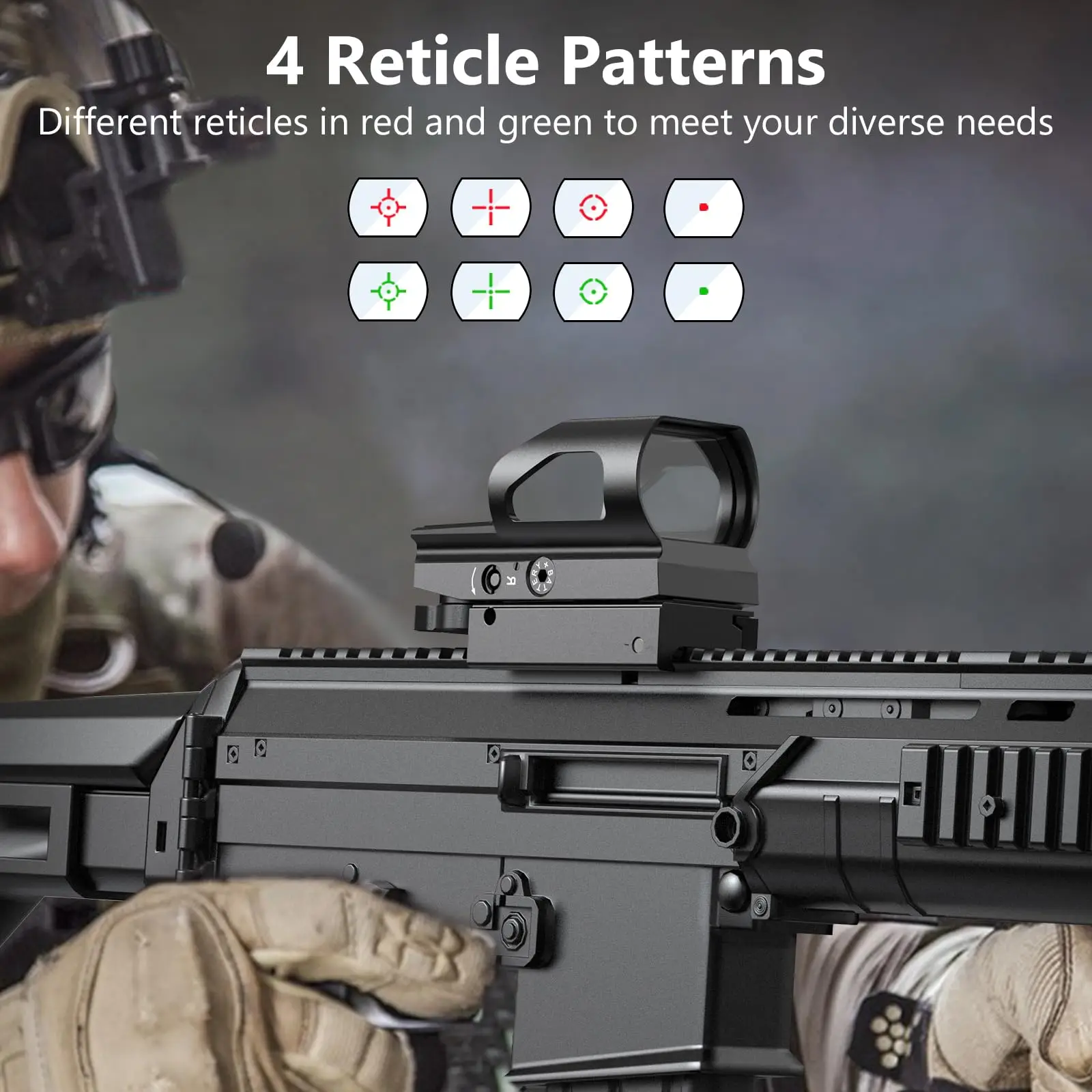 CVLIFE Red Green Dot Sight Fit Hundgun Setting Holographic 4 Adjustable Reticle Reflex Sight Brightness 20mm Rail Mount