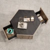 Coffee Table Hexagonal Wood Rural Style Table with 2 Storage Drawers Center Table For Living Room Bedroom Furniture 2