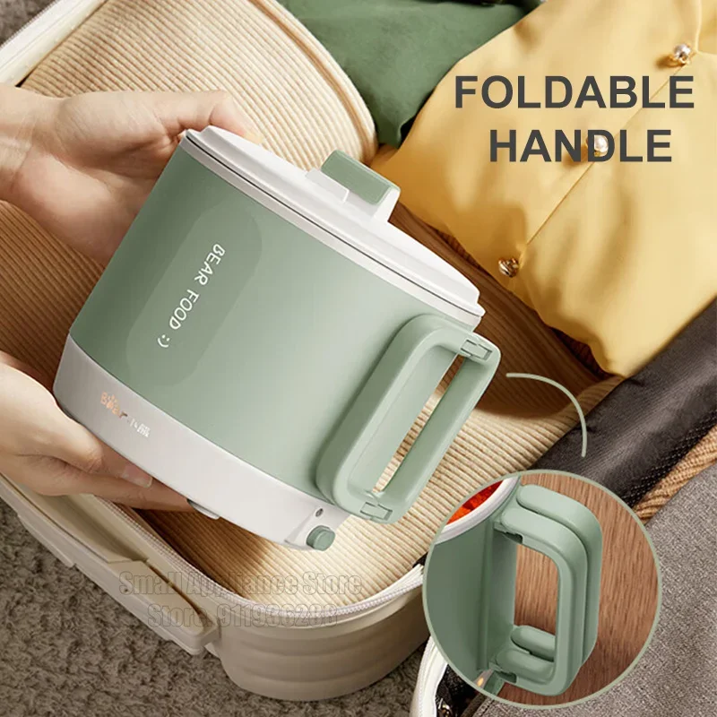 Bear 220V Multifunction Cooker Household 1.2L Capacity Hot Pot Mini Electric Cooking Machine Ceramic Glazed Nonstick Pan