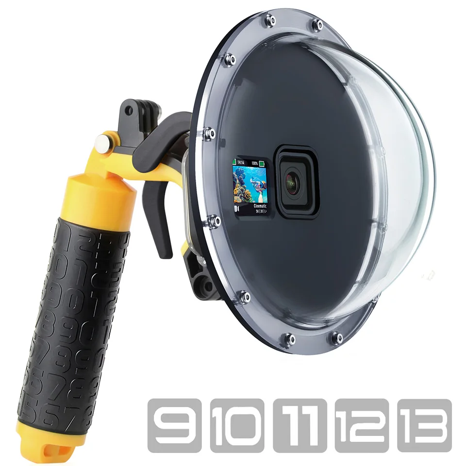 Custodia Impermeabile Per GoPro Hero 8 - 60 Metri, Doppio Supporto Per Luci E Microfono, Inclusi Accessori