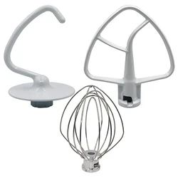 Premium Mixer Accessory Set - Includes Dough Hook, Wire Whip, and Coated Flat Beater (3 - Piece Set) - NONE