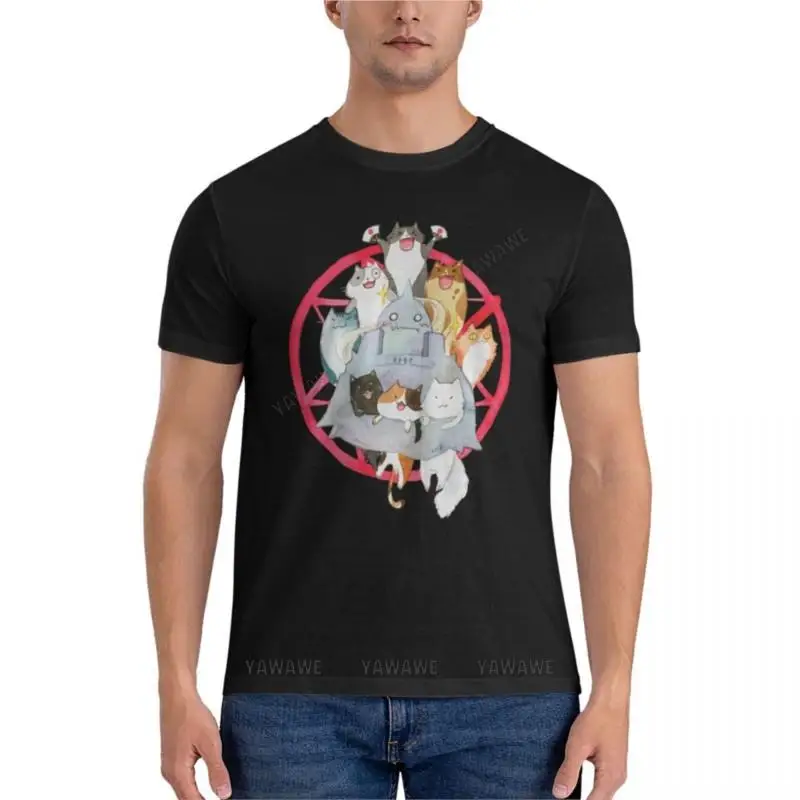 

Летние топы для мальчиков, Мужская футболка, футболка с изображением котят, Алхимия, футболка, короткие мужские белые футболки, Мужская хлопковая футболка