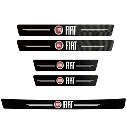 Carbon Fiber Leather Car Door Sill Protector Strip, 1/4/5 Pieces Set (5Pcs Car Door xTrunk)