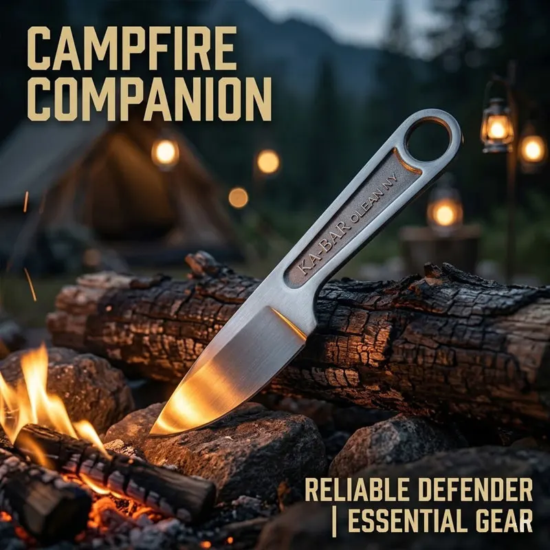 Coltello da Campeggio Multiuso Ultra Resistente – Lama Fissa Interamente in Acciaio Inox con Fodero, EDC Portatile per Campeggio, Escursionismo e Barbecue - immagine 2