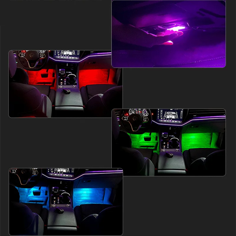 Led Colorful Footwell Lights For VW T-Tiguan II 2 MK2 Tharu RLine Regulatable Colorful Atmosphere Lamp