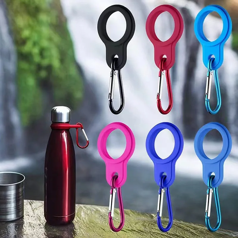 

1PC High Quality Aluminum Sports Kettle Buckle Outdoor Carabiner Water Bottle Holder Rubber Buckles Hook Camping Hiking Tool