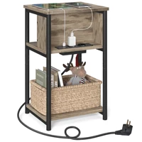 Table d'appoint VASAGLE, table de chevet avec prise, étroite, 2 ports AC, 2 ports USB, 30x34x58 cm, pour salon 1