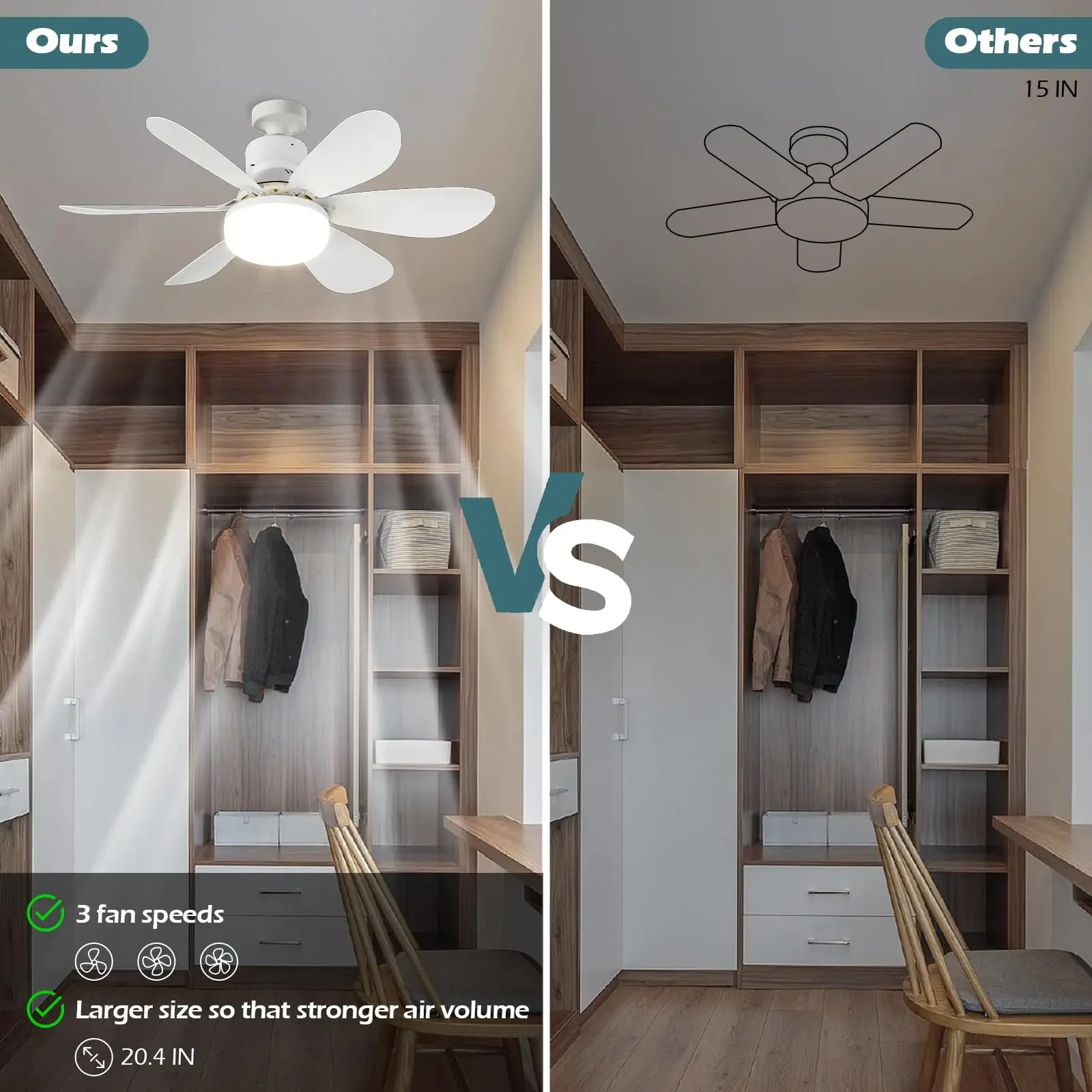 LED 30W Ceiling Fan Light E27 with Remote Control for Dimming, Suitable for Living Room, Study, Household use, 85-265V 2