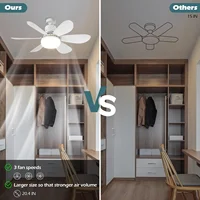 LED 30W Ceiling Fan Light E27 with Remote Control for Dimming, Suitable for Living Room, Study, Household use, 85-265V 2