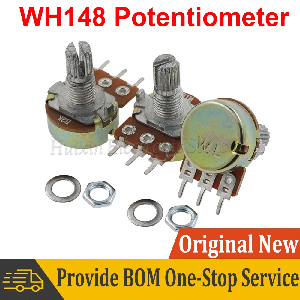 

5pcs WH148 B1K B2K B5K B10K B20K B50K B100K B500K 3Pin 15mm Shaft Resistance Potentiometer Resistor 1K 2K 5K 10K 50K 100K 500K