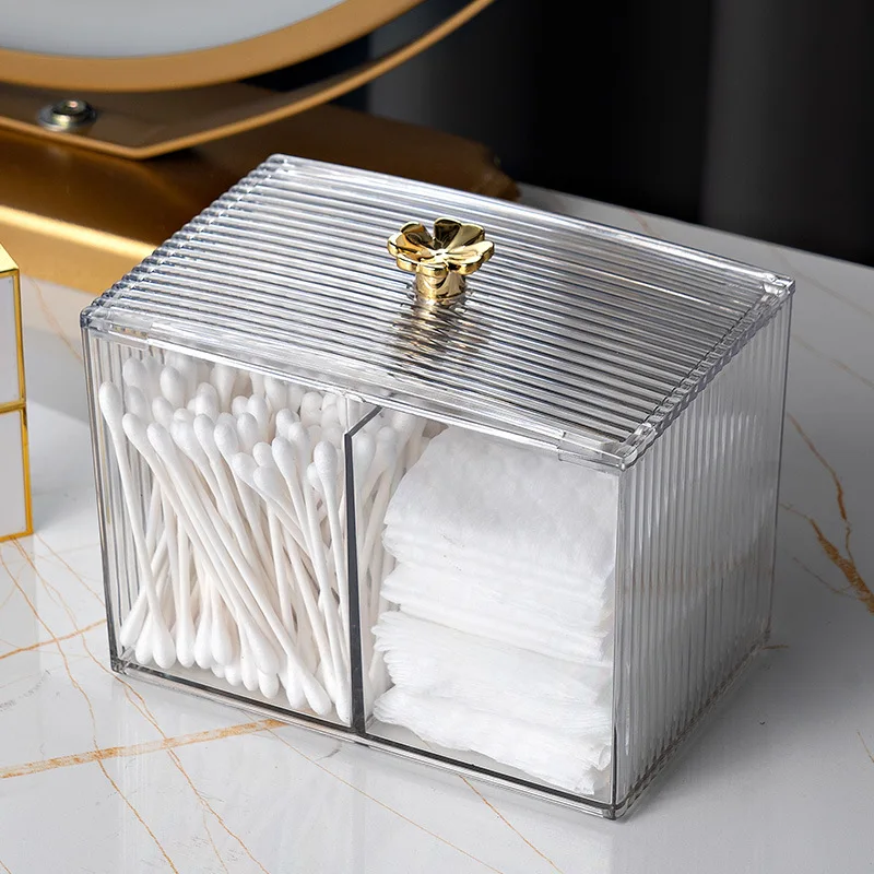 Acrylic Cotton Swab Cotton Storage Box Portable Transparent Dustproof Cosmetic Container Jewelry Storage Box