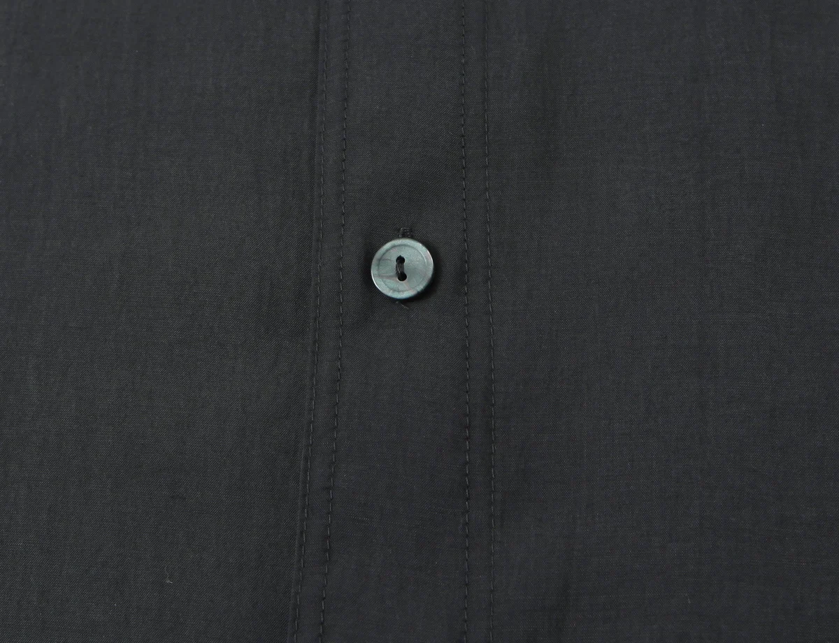 HH Damen Mode Stehkragen Einreihige Bluse Frühling Locker Schwarz mit Taschen Lässiges Langarm-Hemd – Detail 7
