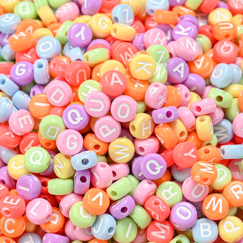 100 teile/los Herz Acryl Buchstaben Perlen Bunte Alphabet Lose Spacer Perlen Für Schmuck Machen DIY Handgemachte Armband Halskette – Detail 7