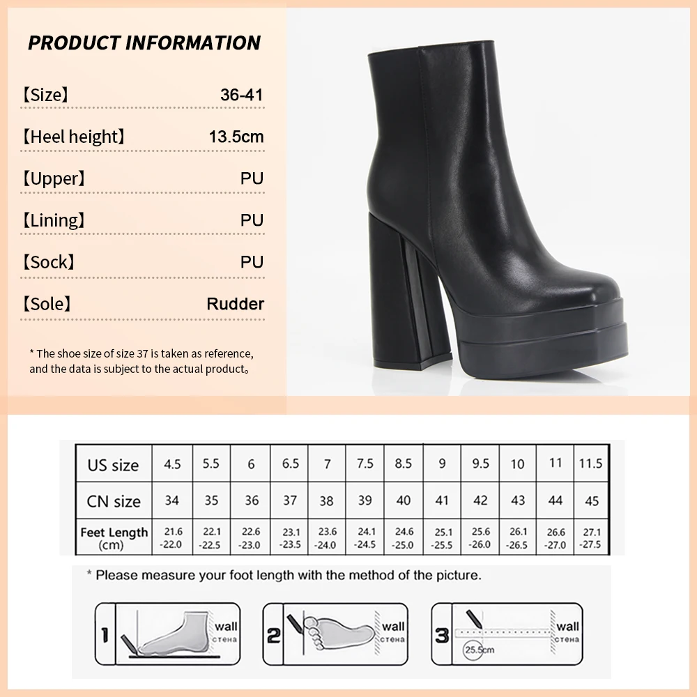 GOGD 2022 New Ankle Boots Women Quality Platform Boots Female Fashion Short Boot Black Chunky High Heel Women Shoes Big Size 41 Boots luxury Boots