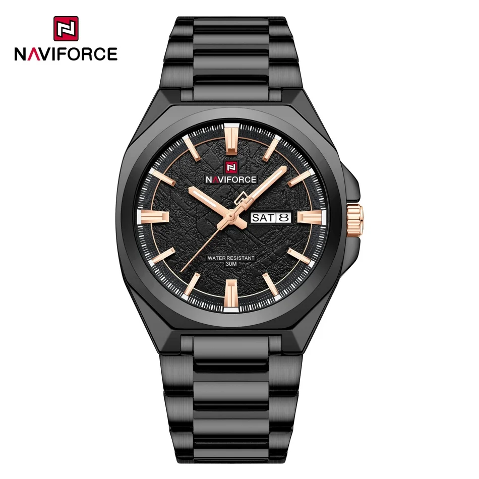 Luxury NAVIFORCE Men's Waterproof Stainless Steel Watch with Luminous Display