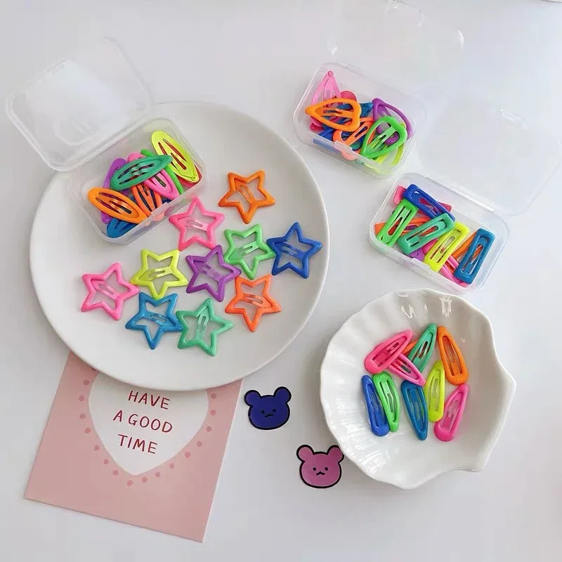 

10Pcs/Set Boxed Cute BB Clips Cartoon Heart Type Metal Candy Color Baby Girls Hairpins Hair Clip Kids Headwear Accessories