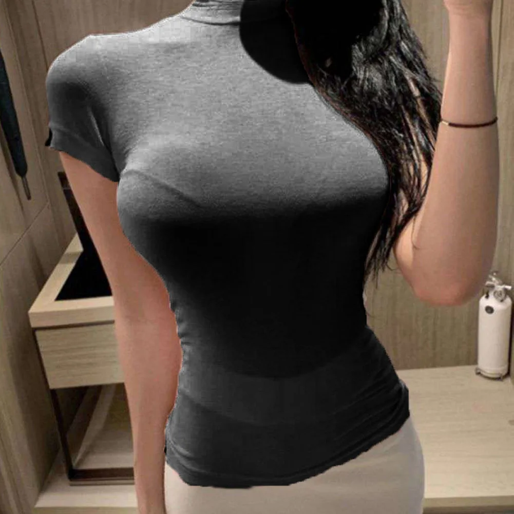 

Women T Shirt T Shirt Solid T Shirt Casual Elastic Female No Elasticity Printing Pullover For Women Affordable