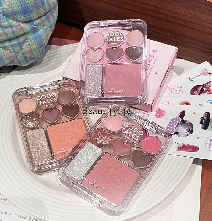 

Heart Eye Shadow Plate Blush Highlight Makeup Palette Caramel Pink Brown Earth Color