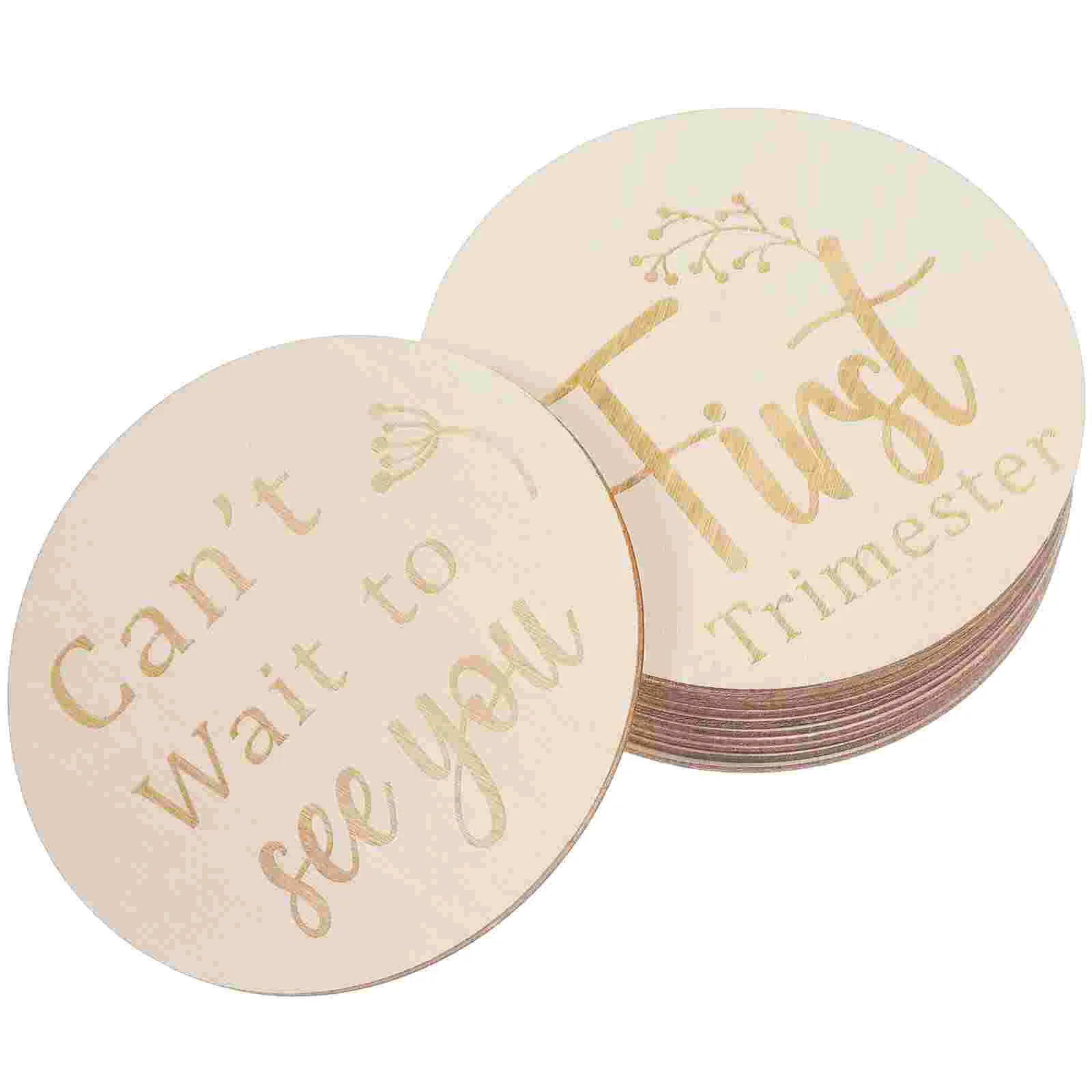 11 pcs Pregnancy Journey Milestone Markers Double Sided Round Wooden Weekly Milestone Discs